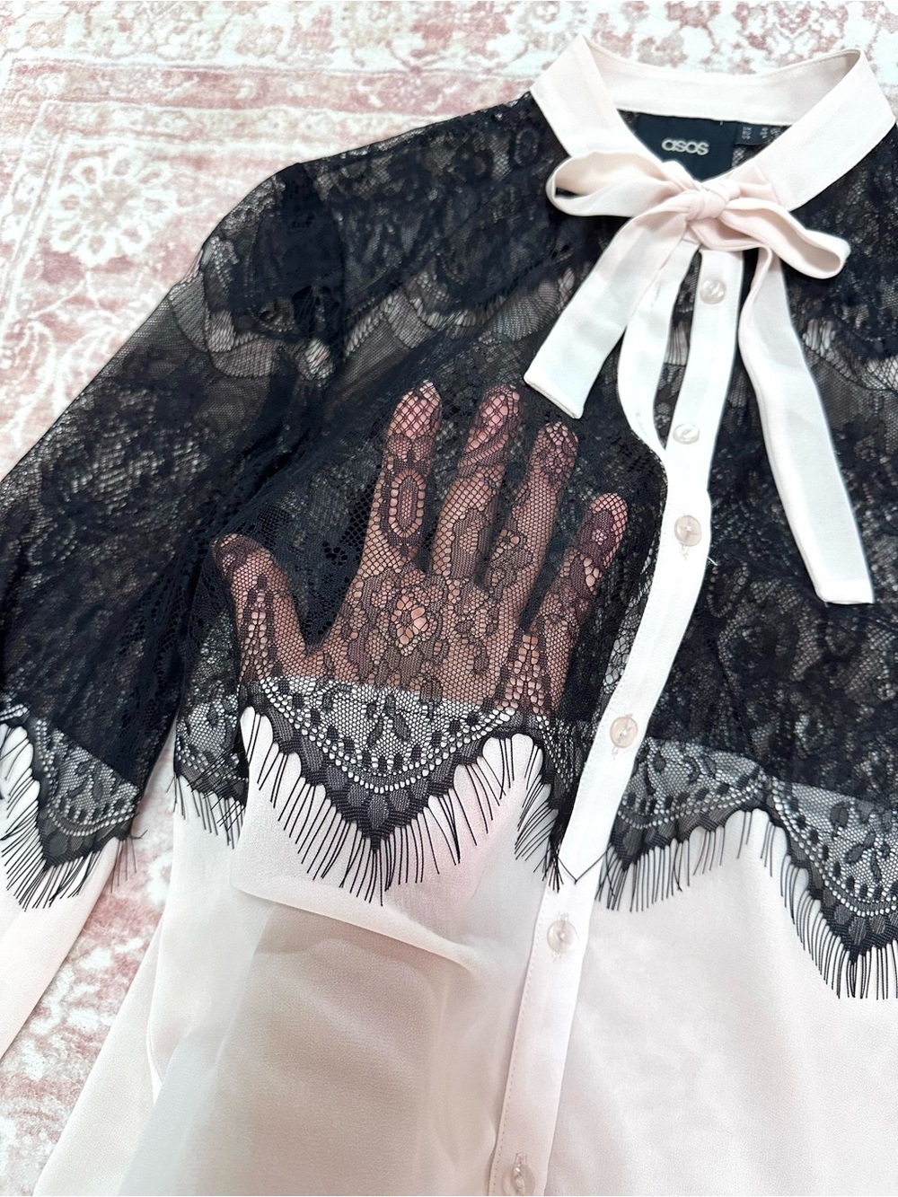 ASOS ๐ค Sheer Lace Buttoned Blouse - Picture 8 of 15
